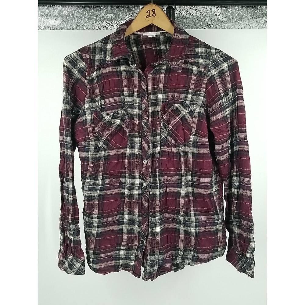 Westport Shirt Womens M Medium Plaid Button Up Flannel Long Sleeve Maroon